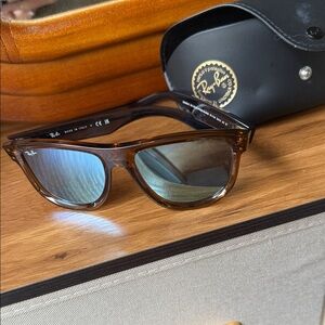 Ray-Ban Tortoise Shell Sunglasses with Blue Lenses